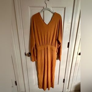 Daily Practice by Anthropologie ribbed midi sweater dress in mustard